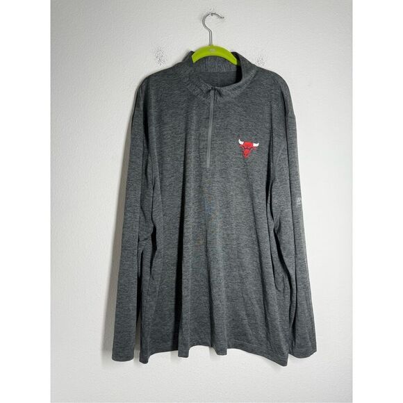 Majestic Cool Base 1.4 Zip Pullover Gray Chicago Bulls Basket Size 2XL - Picture 1 of 12